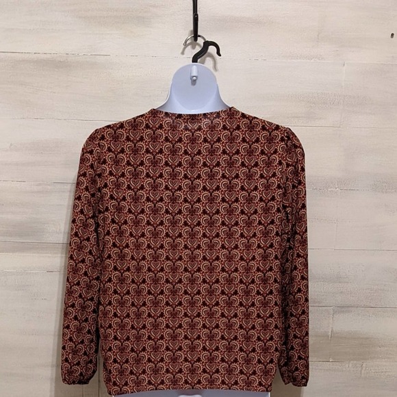 Apt 9 Burgundy Print Open Front, Long Sleeved Blouse Size XL - Picture 2 of 3